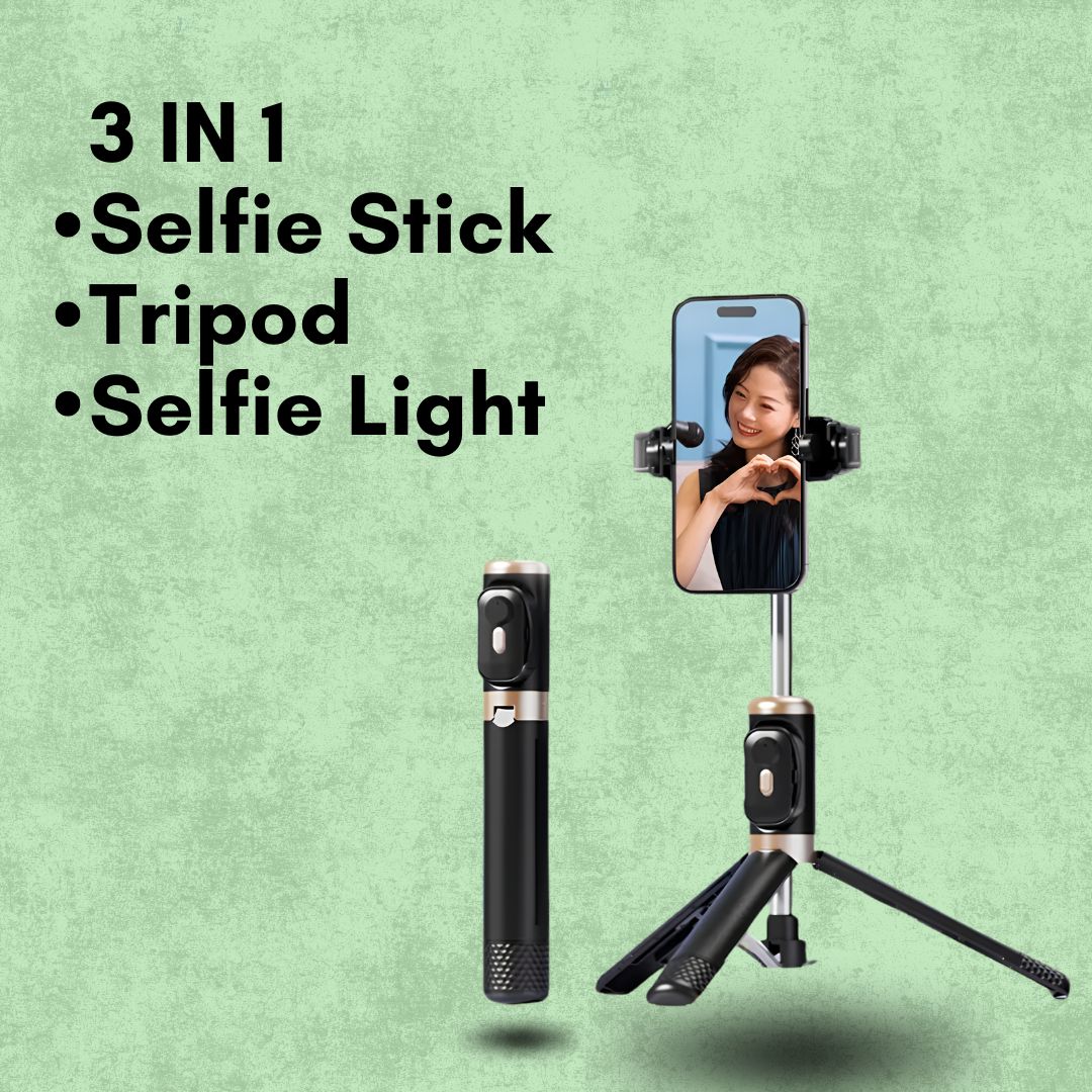 3-in-1 Bluetooth Selfie Stick Tripod with Fill Light & Remote